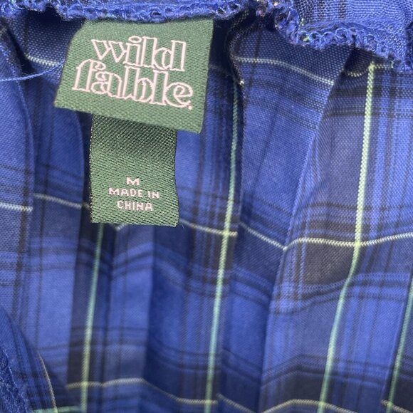 Wild Fable Schoolgirl Blu Blk Plaid Checker Pleated Elastic Buckle Mini Skirt M - Picture 7 of 8